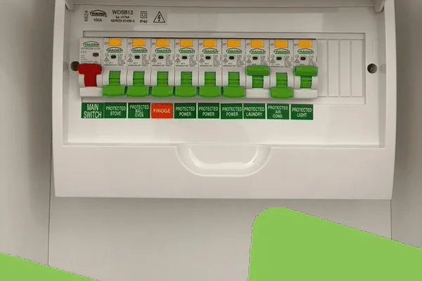 Modern switchboard with safety switches installed by Coleman Electrical
